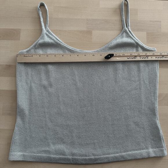St John Evening Tank Top Womens Large Silver Metallic Knit Camisole Usa Made - Picture 8 of 9